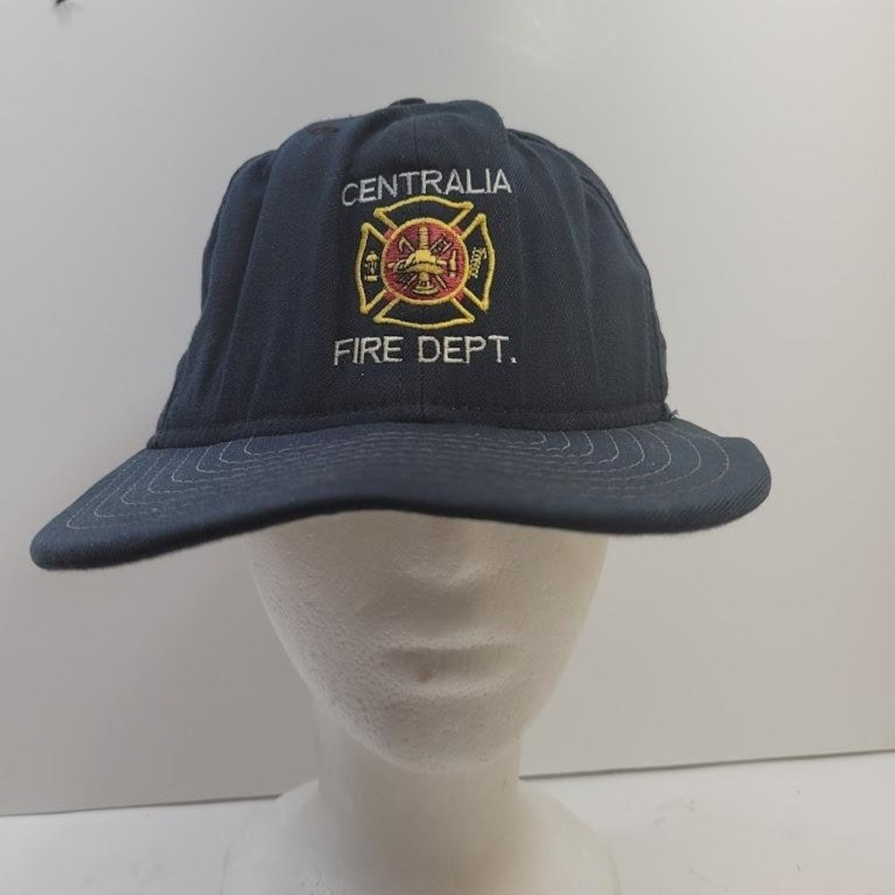Vintage Centralia Fire Dept Hat Cap Snap Back Mens Small Medium Blue New Era